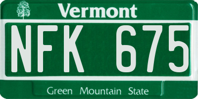 VT license plate NFK675