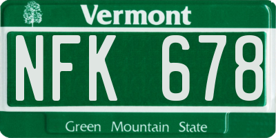 VT license plate NFK678