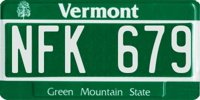 VT license plate NFK679