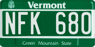 VT license plate NFK680