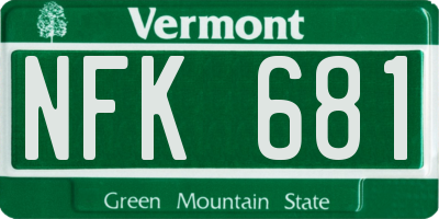 VT license plate NFK681