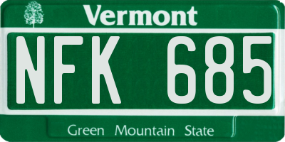 VT license plate NFK685