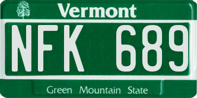 VT license plate NFK689