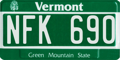 VT license plate NFK690