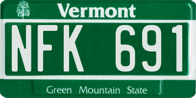 VT license plate NFK691