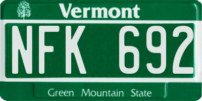 VT license plate NFK692