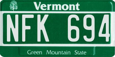 VT license plate NFK694