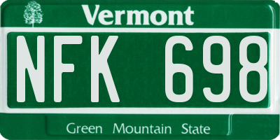VT license plate NFK698