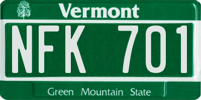 VT license plate NFK701