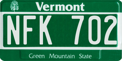 VT license plate NFK702