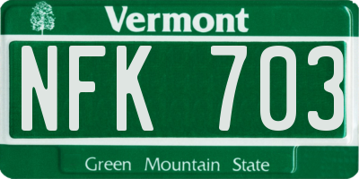 VT license plate NFK703