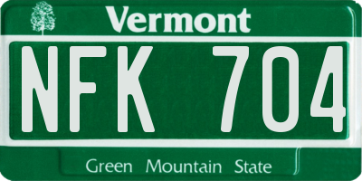 VT license plate NFK704