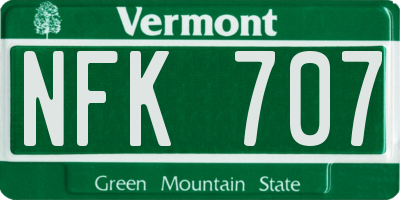 VT license plate NFK707