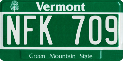 VT license plate NFK709