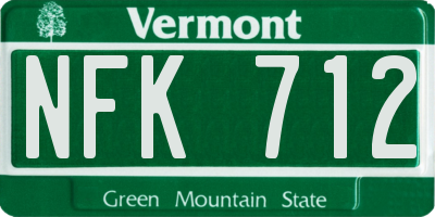 VT license plate NFK712
