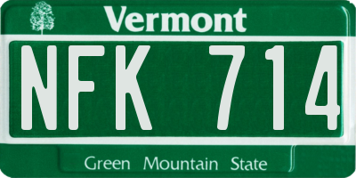VT license plate NFK714