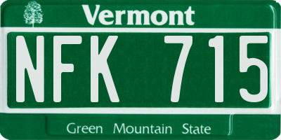 VT license plate NFK715