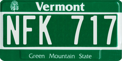 VT license plate NFK717
