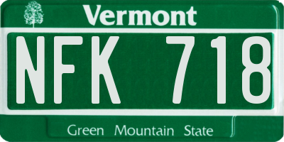 VT license plate NFK718