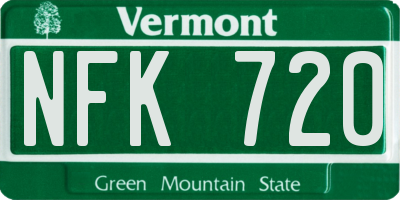 VT license plate NFK720