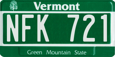 VT license plate NFK721