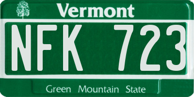 VT license plate NFK723