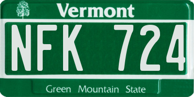 VT license plate NFK724