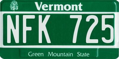 VT license plate NFK725