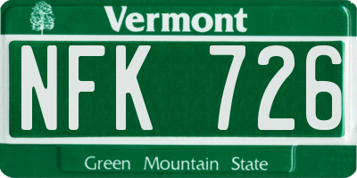 VT license plate NFK726