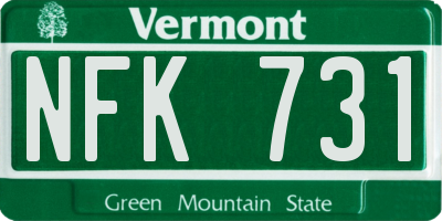 VT license plate NFK731