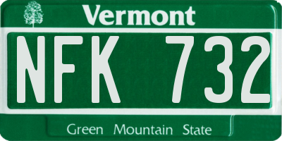 VT license plate NFK732