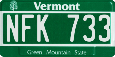 VT license plate NFK733