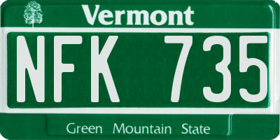 VT license plate NFK735