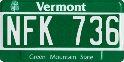 VT license plate NFK736