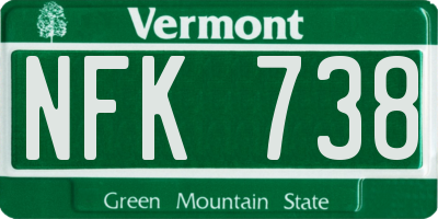 VT license plate NFK738
