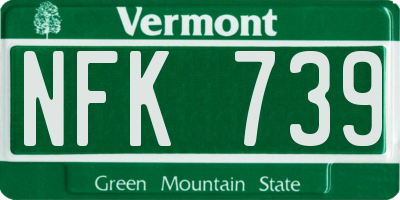 VT license plate NFK739
