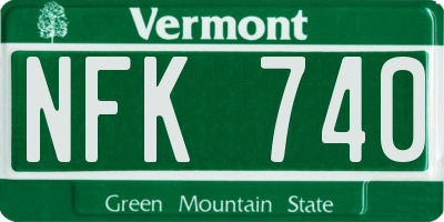 VT license plate NFK740