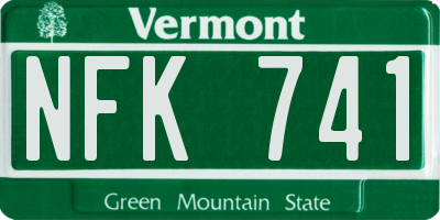 VT license plate NFK741