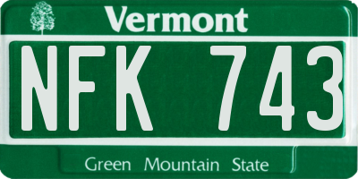VT license plate NFK743