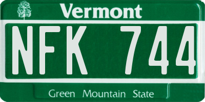 VT license plate NFK744