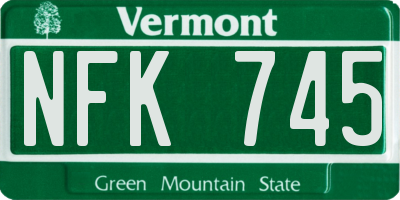 VT license plate NFK745