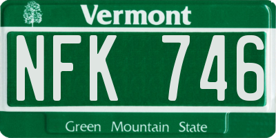 VT license plate NFK746