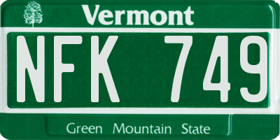 VT license plate NFK749