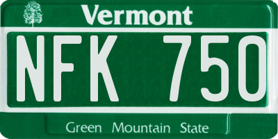 VT license plate NFK750