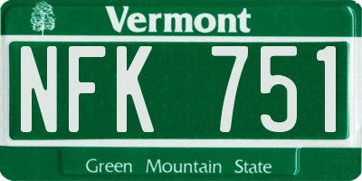 VT license plate NFK751