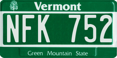 VT license plate NFK752