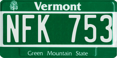 VT license plate NFK753
