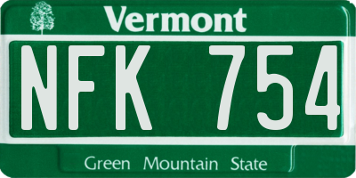 VT license plate NFK754