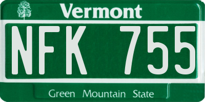 VT license plate NFK755
