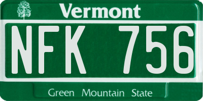 VT license plate NFK756